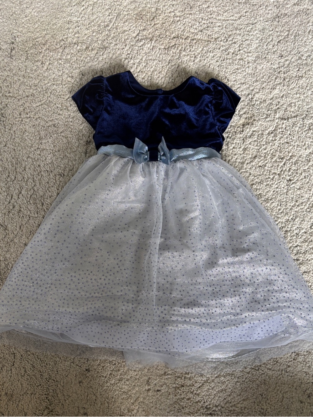 Jona Michelle Navy and Silver Sparkle Party Dress with Bow Size 4Y